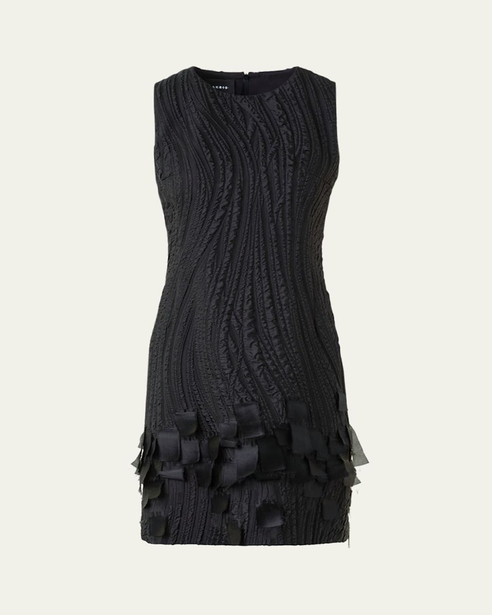 Waves And Ribbons Jacquard Sleeveless Mini Dress